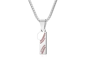 Wikavanli Personalized Baseball Jersey Number 00-99 Necklace - Stainless Steel Baseball Chain Pendant Necklace - Team Jewelry Gift for Boys, Girls, Men, Women