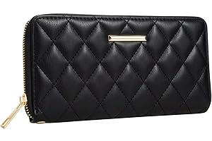 FACAI RFID Wallet Women Slim Ladies Wristlet Clutch Travel Cash Card Organized Anti Theft Large Capacity Zipper Black D
