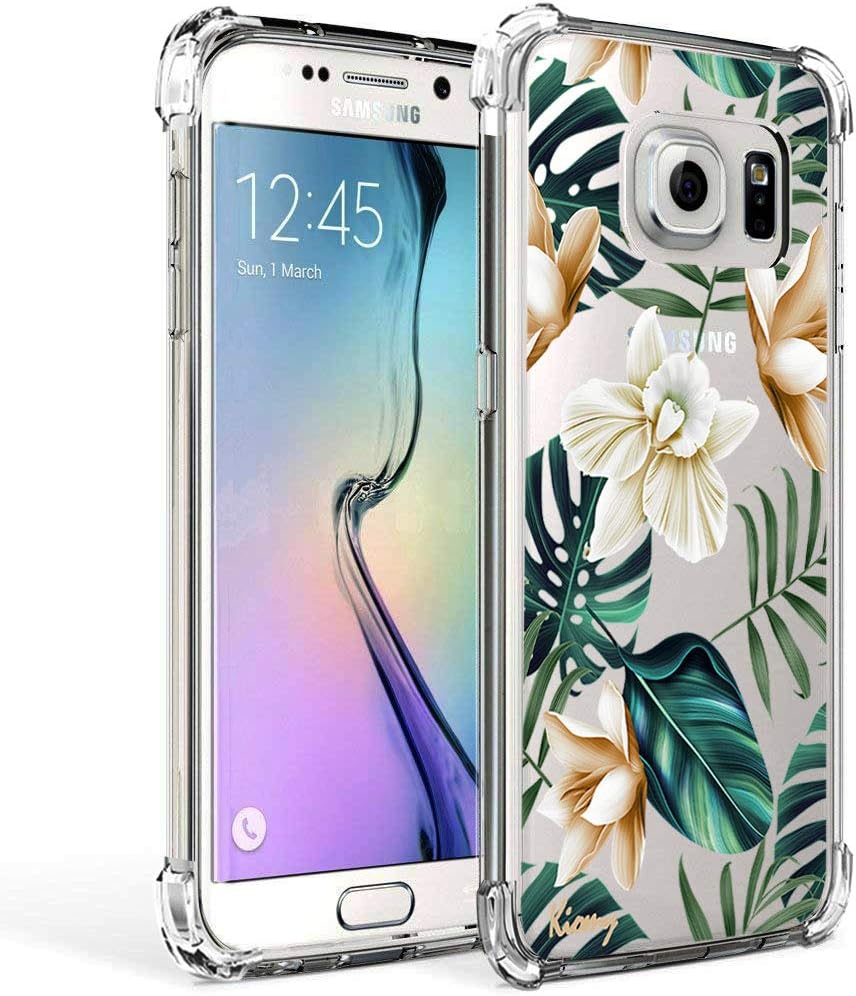 Galaxy S7 Case for Girl Clear with Tropical Flower Design Shockproof Bumper Protective Case for Samsung Galaxy S7 5.1 Inch Flexible Silicone Slim Palm Tree Leaves Floral Pattern Rubber Cover Women