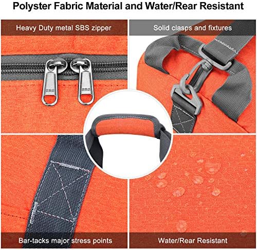 Travel Duffel Bag, 55L Foldable Duffle Bag with Shoes Compartment Packable Weekender Bag for Men Women Water-proof & Tear Resistant HIKISS-Orange 4 Travel Duffel Bag, 55L Foldable Duffle Bag with Shoes Compartment Packable Weekender Bag for Men Women Water-proof & Tear Resistant HIKISS-Orange