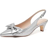 Susanny Kitten Heels for Women Closed Toe Heels Pointed Pumps Sexy Slingback Low Heeled Elastic Strap Comfort for Wedding Work Party Evening Prom Formal Dressy Shoes