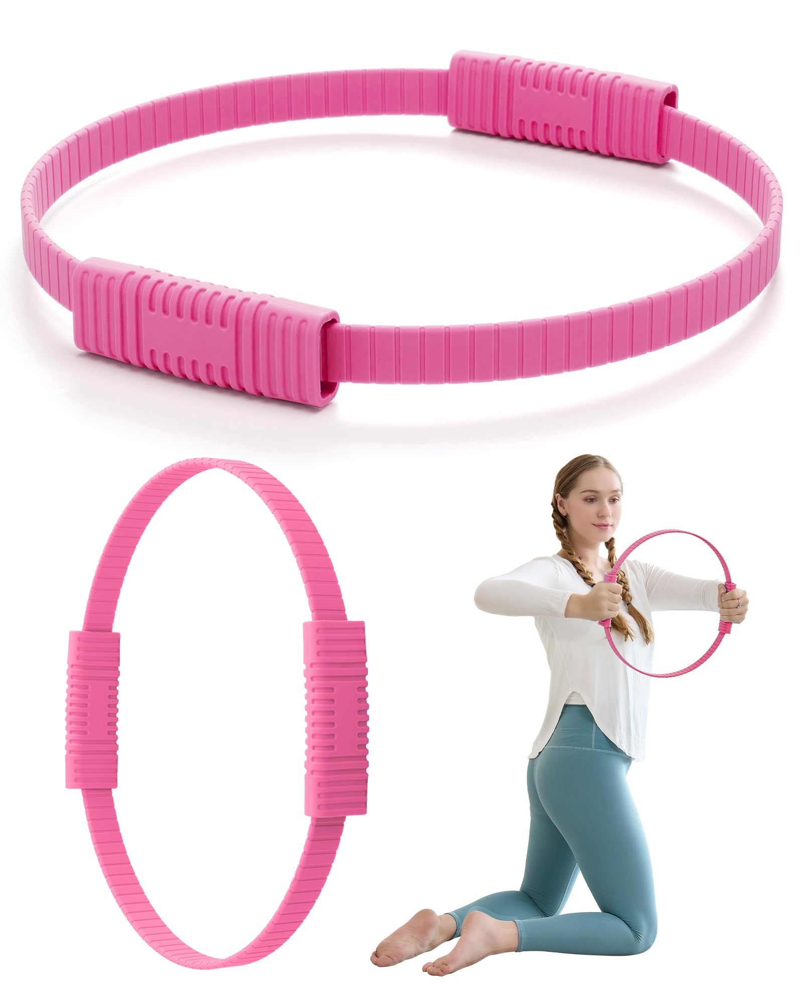 Photo 1 of Pilates Ring, 13.5'' Silicone Magic Pilates Ring Fitness Circle, Lightweight & Durable Flexible Resistance Exercise Equipment for Toning Arms, Thighs/Legs, Core, Yoga & Physical Therapy (Pink)