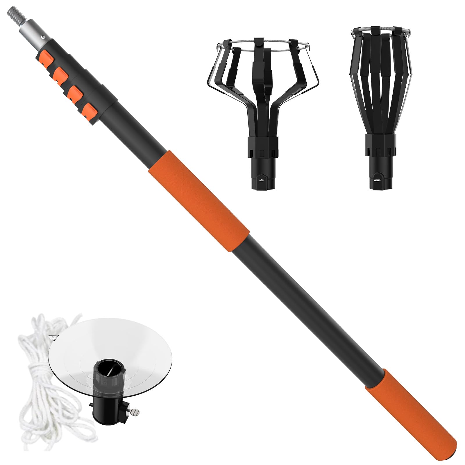 Photo 1 of Buyplus 26FT Reach Light Bulb Changer for High Ceilings with 5-20FT Telescopic Extension Pole, Easy Flip-Tab Lock Bulb Changing Pole Extension with Basket and Suction Cup for Recessed Lights