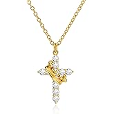 Cicy Bell Pendant Necklace For Women 18K Gold Plated Crown Cross Cubic Zirconia Trendy Necklace Faith Cross Jewelry Gift