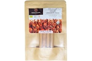 Authentic Sri Lankan Organic Ceylon Cinnamon Sticks – True Ceylon Premium Grade, Non-GMO, Raw & Whole, Sweet Aroma, Ideal for