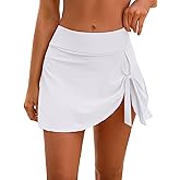 SHEKINI Women's High Waisted Swim Skirt Side Tie Bathing Suit Bottom with Built-in Panty