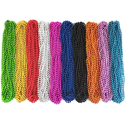 Dyhayaer 150Pcs Mardi Gras Beads Necklaces Bulk (7mm 33Inch