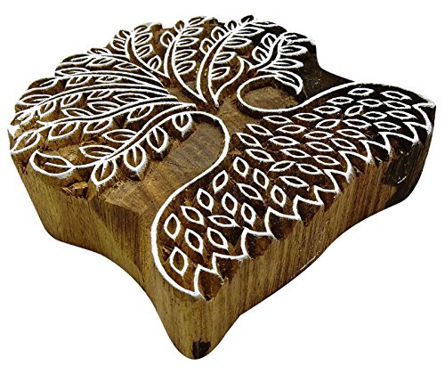 Wooden Printing Block Tree Art Hand Carved Pottery Printer Indian Stamp