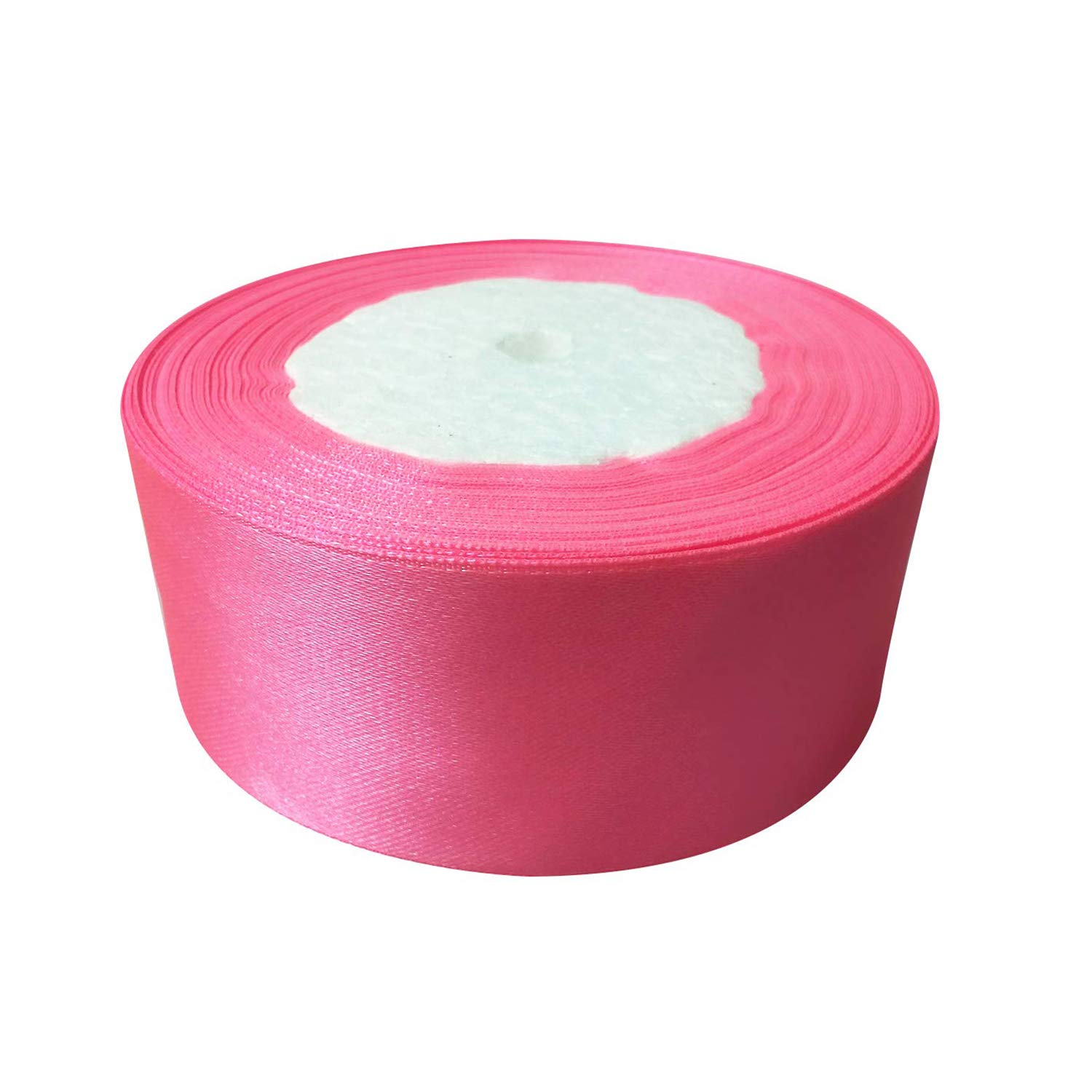 Trimming Shop Rose Pink Ribbon Roll - 40mm x 25 Metres - Double Sided Satin Brightly Coloured - 100% Polyester - for Gift Wrapping, Decorating, Arts and Craft - Machine Washable
