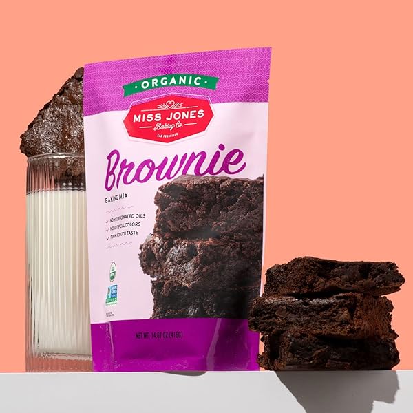 MISS JONES BAKING ORGANIC FUDGE BROWNIE MIX, NON-GMO, VEGAN-FRIENDLY: RICH COCOA (PACK OF 1)