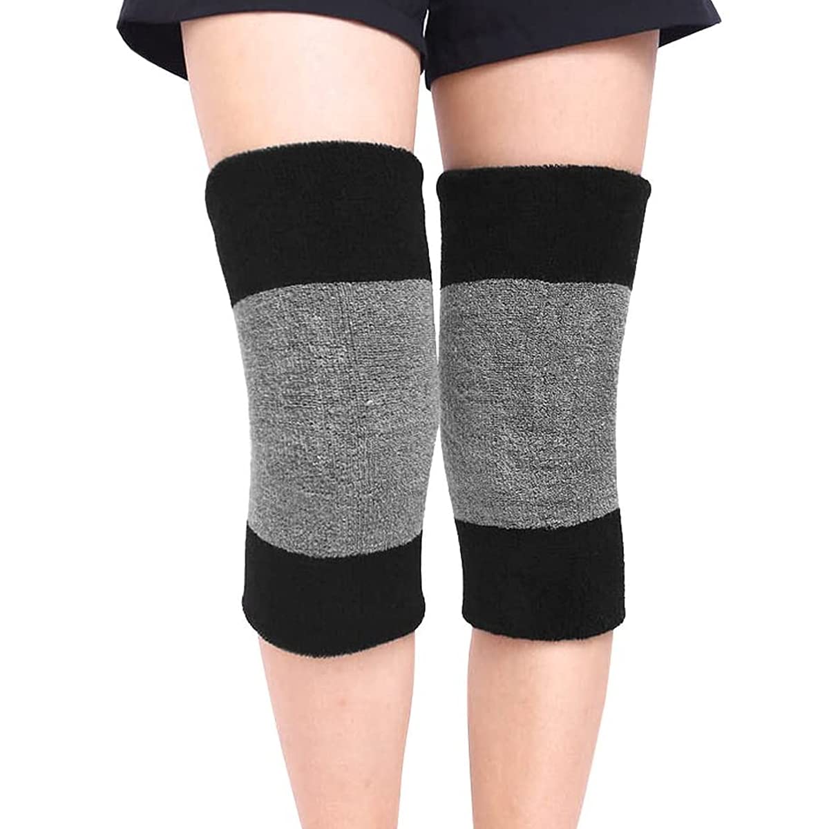 1 Pair Unisex Terry Knee Warmer Cold-proof Insulated Kneepad Thick Elastic Knee Support Brace Winter Warm Knee Sleeves Sports Knee Protector for Cycling Dancing, Cold Knee Pain Arthritis Relief