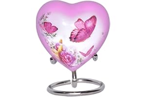 Bold & Divine Butterfly Heart Keepsake Urn - Mini Heart Cremation Urn with Stand & Premium Box - Small Keepsake Urn - Honor Y