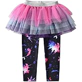 DXTON Kid Girls Leggings with Skirt Toddler Girl Printed Tutu Skirt Pant Birthday Party 3-12 Years