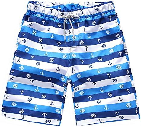 Men's Swim Trunks Quick Dry Board Shorts Casual Beach Shorts Swimwear 99-226lb (anchor blue stripe)