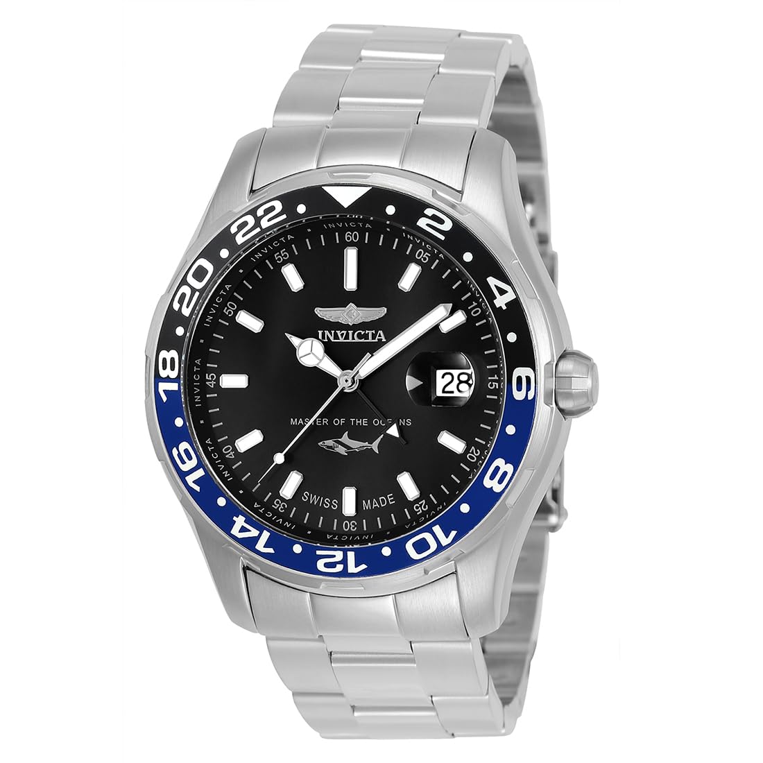 Invicta Pro Diver 25821 Men's Watch - Waterproof - Analogue - Quartz Movement - stainless steel with black dial - 44mm - Swiss Made