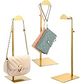 KDYZS+ Purse Display Stands, 3 Pack Gold Purse Display Rack Stainless Steel Handbag Display Stand Adjustable Height Bag Stand Holder Anti-fingerprint Hanger Rack for Retail Boutiques Commercial Store