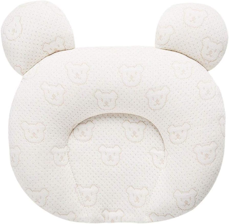 Flat Head Baby Pillow 0-12 Months Newborn Toddler Infant Pillow for Head Shaping Natural Latex Toddler Pillow with Washable Organic Cotton Pillowcase Flat Head Syndrome Preventing