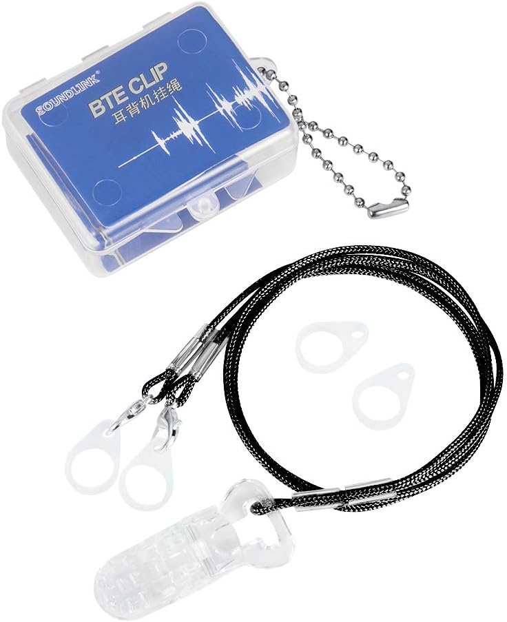 Hearing Aid Clip AntiLost Lanyard Protector BTE Clip Holder for Adults Seniors (Black