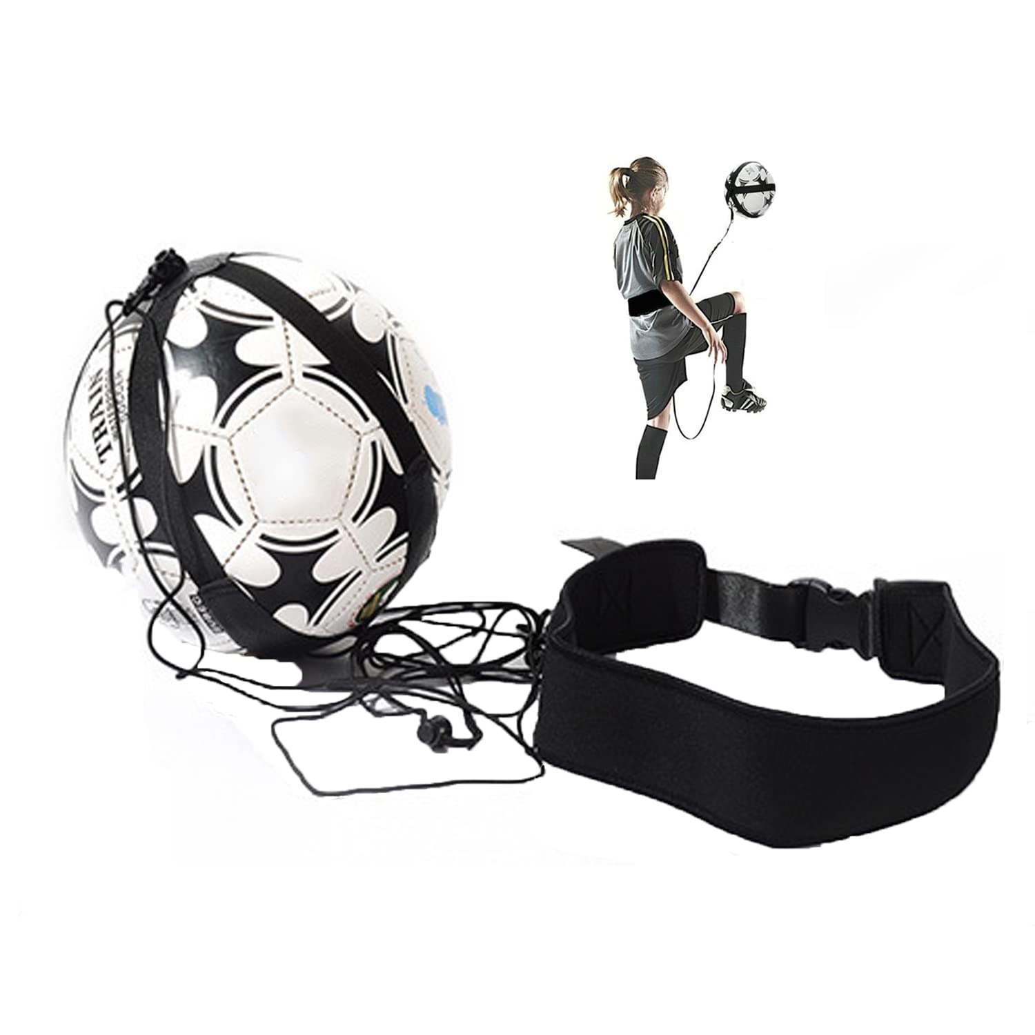 Football Kick Trainer Soccer Volleyball Training Aid Belt Close Solo Practise Aid for Improving Reaction Ball Control Waist Belt Hands Free Training Equipment for Adult Kid Football Skill Improvement