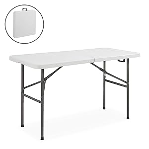 Best Choice Products Portable 4 Foot Folding Utility Table - White