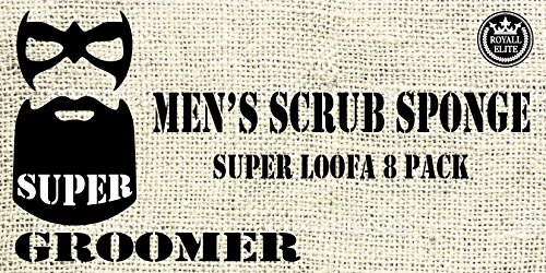 SUPER GROOMER MEN'S SCRUB SPONGE SUPER LOOFAH 8 PACK Menâ€™s loofah sponge for shower bathing hygiene bath body wash