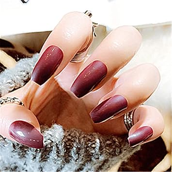 Bloomingboom False Nail Coffin 24 Pcs 12 Size Fake Nails