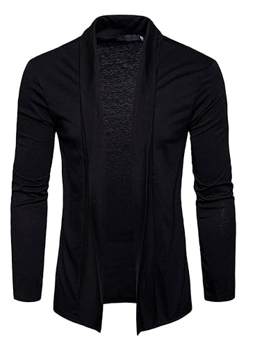 Men's Long Sleeve Draped Open Front Shawl Collar