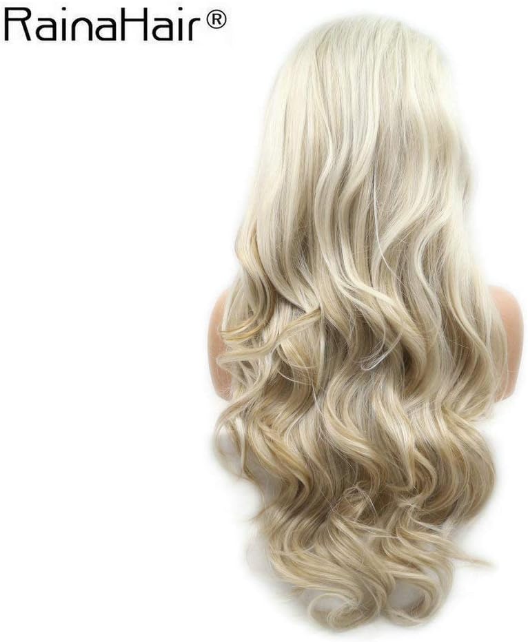 Mixed Blonde Highlight Synthetic Lace Front Wigs Women Long Wavy Wig Mixed Color Blonde Gold Body Wave Daily Wig Free Part 24inch - Image 5