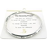 Serenity Prayer Silver Tone Twist Bangle Recovery Bracelet