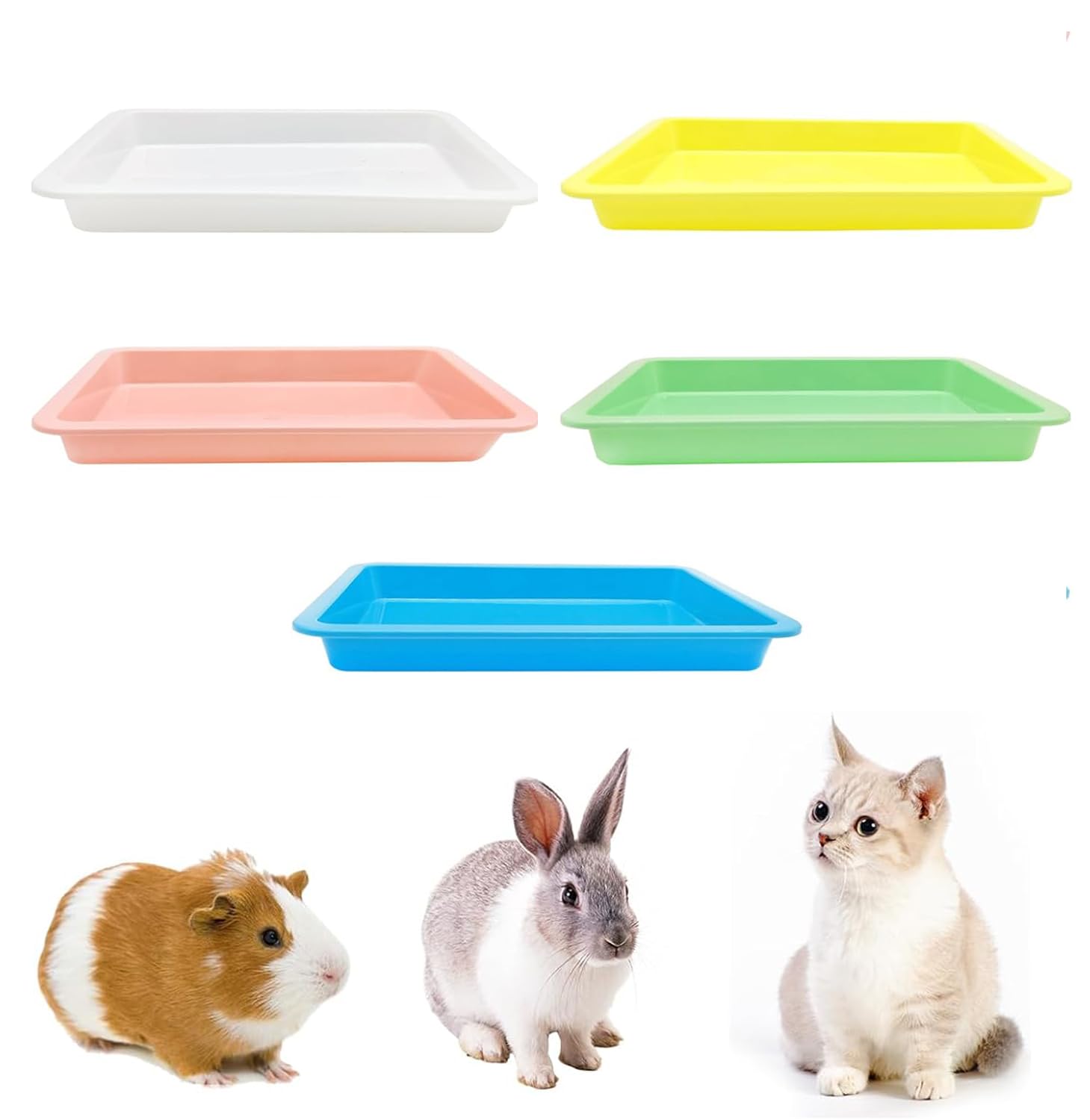 kathson 5pcs Cat Litter Box Plastic Kitten Litter Trays Kitten Litter Boxes with 5 Colors Small Shallow Plastic Litter Boxes Nonstick Cat Waste Tray for Indoor Kittens