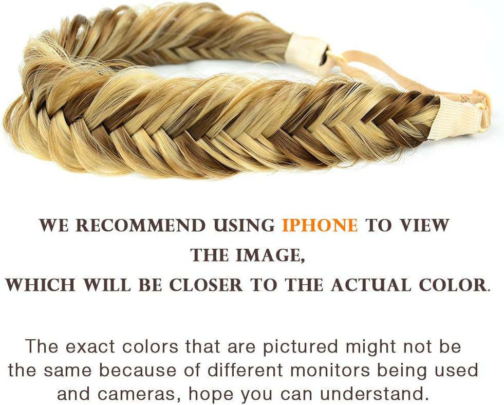 BOBIYA Wide Fishtail Synthetic Hair Braided Headband Plaited Headband for Women Girl (Highlighted) - Image 4