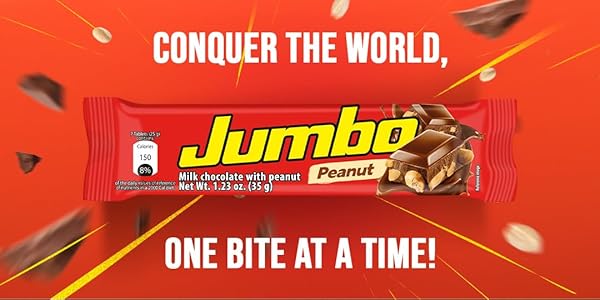 JUMBO PEANUT CHOCOLATE BAR, SOFT CHOCOLATE & CRISPY PEANUT, 12 INDIVIDUAL BARS (14.8 OZ)