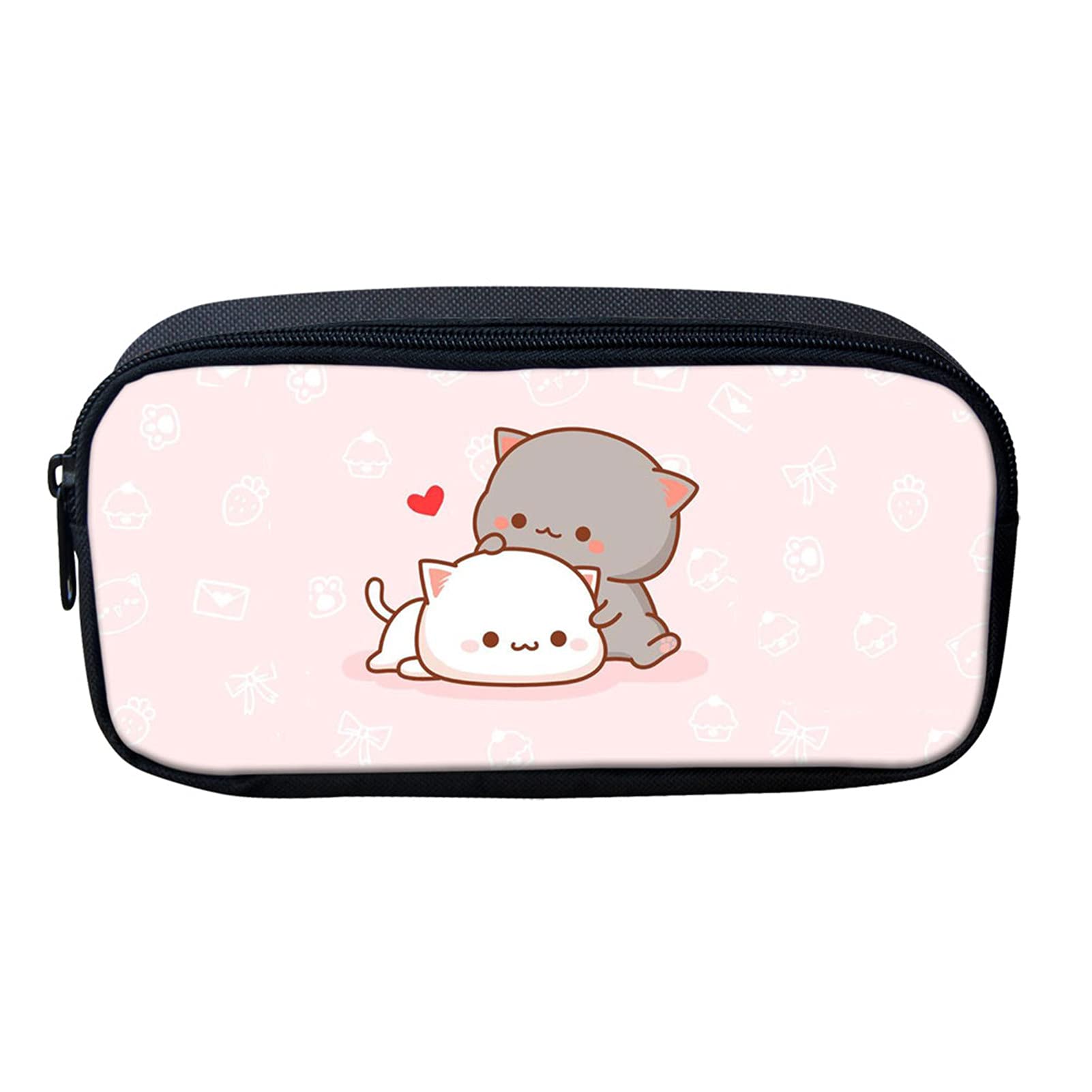 Showudesigns Cat Pencil Case for Girls Teens Pencil Bag Zipped School Supplies Pen Coin Holder Cartoon Kitten Designs Pink