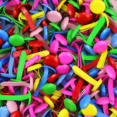 Yexpress 500 Pieces 6 x 13mm Assorted Bright Color Mini Brads Round Paper Fasteners Brass Pastel Metal Brads for Scrapbooking Crafts DIY Paper