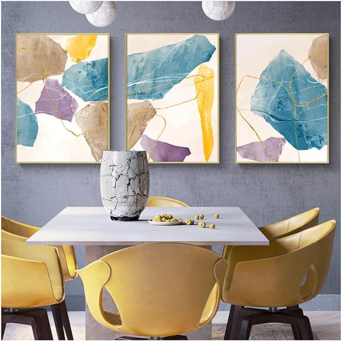 Quadro Su Tela Astratti Blu E Gialli Pietre Geometriche Quadro Su Tela