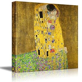 The Kiss by Gustav Klimt - Austrian Symbolist Painter - Golden Phase - Canvas Art Home Art - 16x16 inches