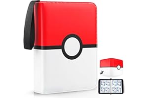 TOPBAG Card Binder 4 Pocket, Trading Card Holder Fits 400 Cards With 50 Removable Sleeves, Portable Collection Card Ablum, Game Card Case book With Zipper for Gift, Red