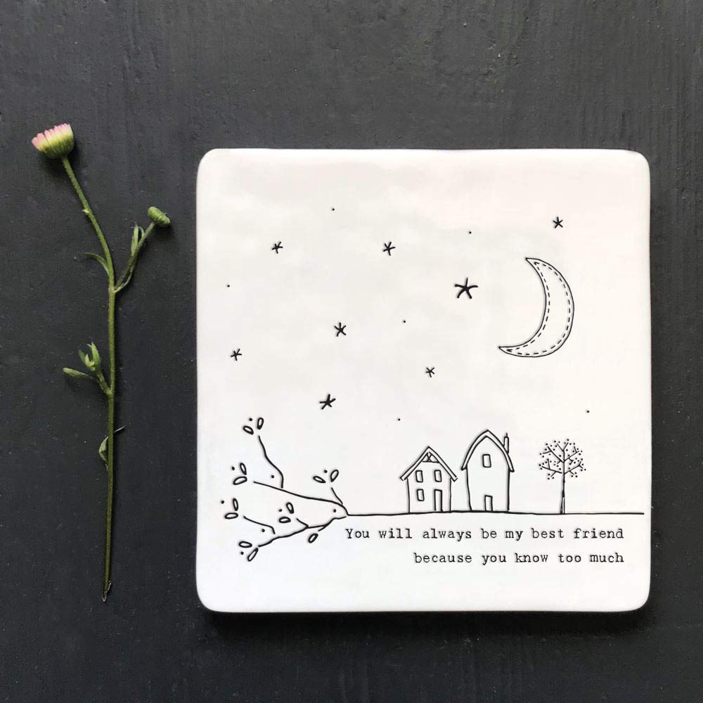 East of India Porcelain Square Coaster Keepsake - Be My Best Friend