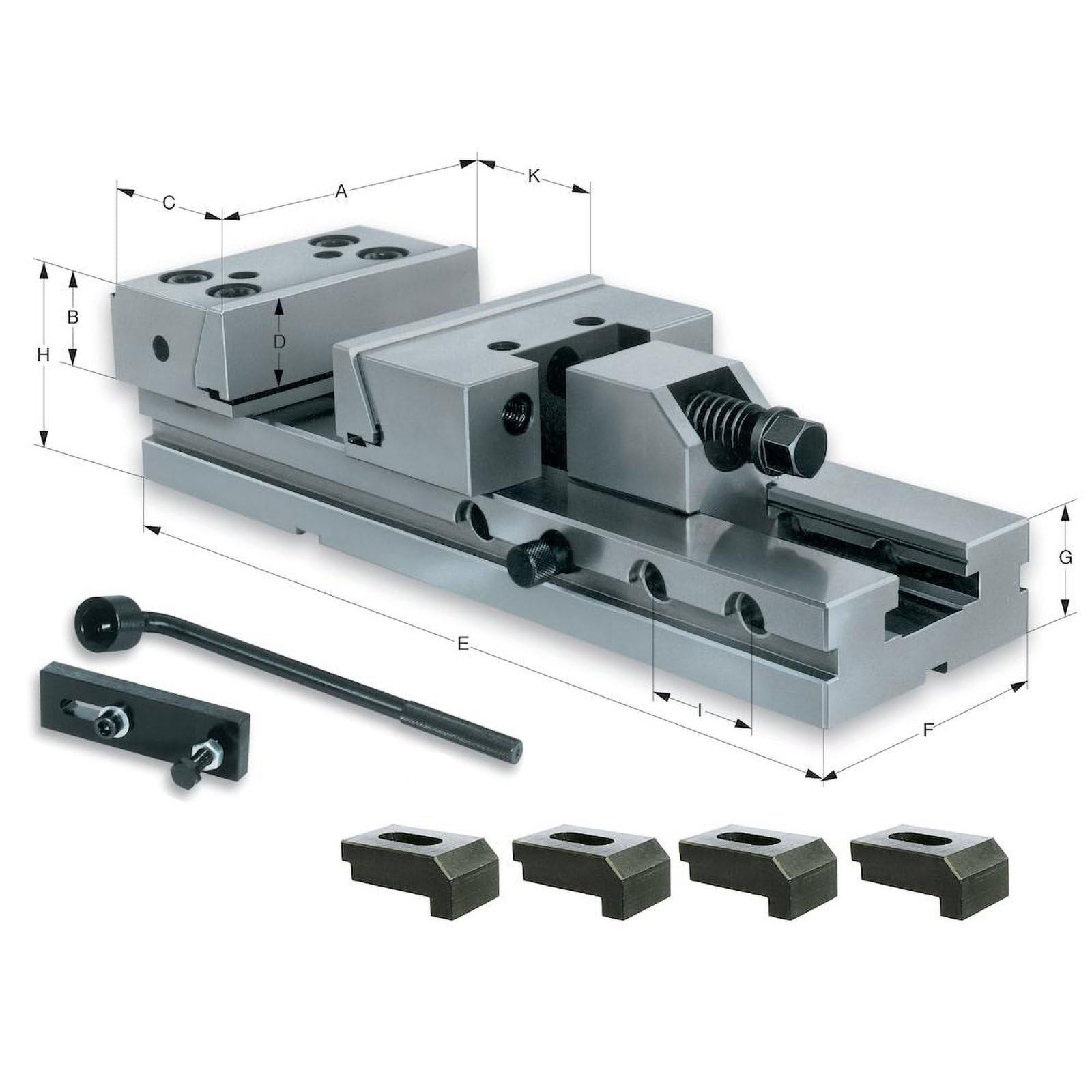 Röhm 161828 Type 706 MSR Alloy Steel Machine Vise with Draw Down Jaws, 125mm Jaw Width, 345mm Length