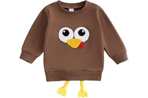 Kuriozud Toddler Thanksgving Shirt Baby Boy Girl Tureky Pullover Sweatshirt Long Sleeve Crewneck Shirt Top Fall Winter Outfit
