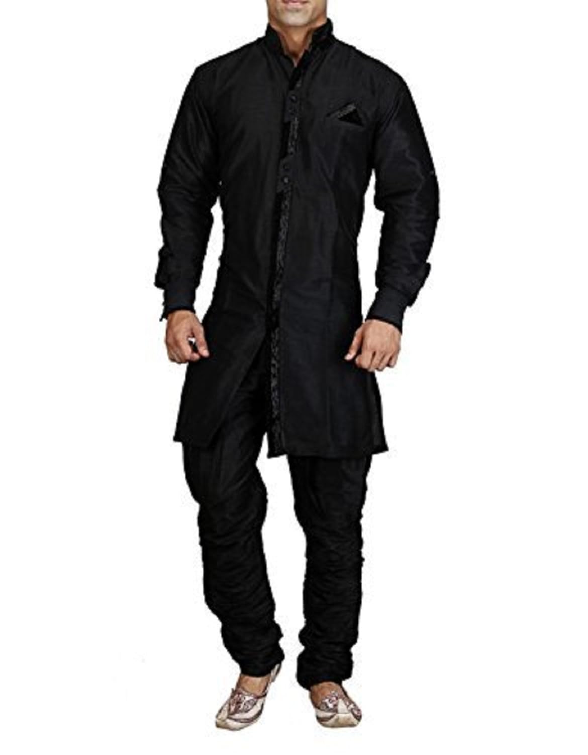 royal kurta black silk blend jodhpuri indowestern sherwani for men