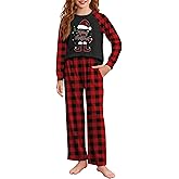 Arshiner Girls Christmas Pajamas Holiday Pjs for Kids Santa Long Sleeve Sleepwear