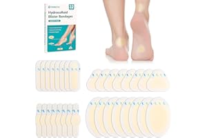 32PCS Hydrocolloid Blister Bandages for Feet – Waterproof Hydrocolloid Bandages, Gel Blister Pads for Heel & Toe, Blister Cus