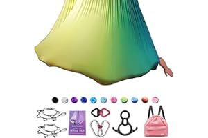 SAIVEN 10m Aerial Silks Equipment - premium Yoga Swing Set, Aerial Yoga Hammock kit, Yoga Starter Kit, Aerial Dance Equipment(L: 10m x W: 2.8m)