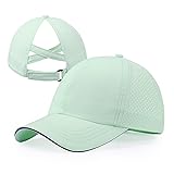 Girls Criss Cross Ponytail Hat Mesh Baseball Cap