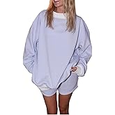 Mxiqqpltky Striped Sweat Sets for Women 2 Piece Shorts Outfits Y2k Long Sleeve High Neck Pullover and Shorts Lounge Fall Sets