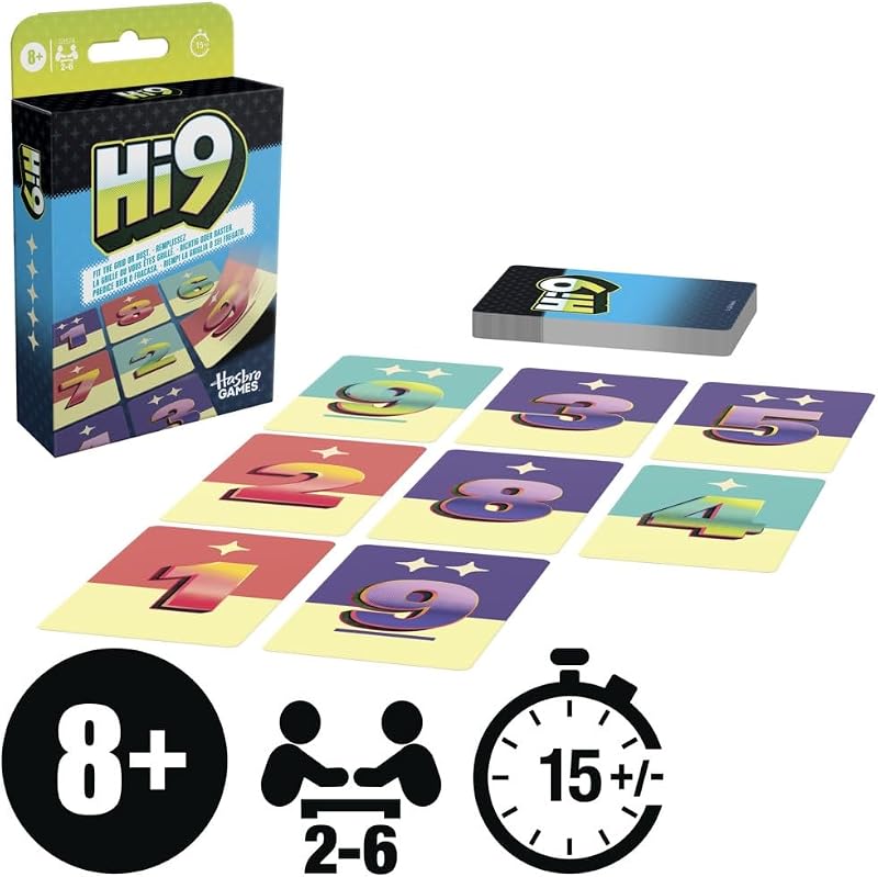 Hi9 Kartenspiel - unterhaltsame Familienspiele für Kinder, Teenager, Tweens und Erwachsene - leicht erlernbare strategische Kartenspiele - 2-6 Spieler - 15 Min. - ab 8 Jahren