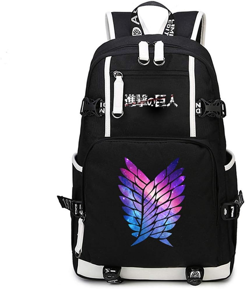 Attack on Titan/Shingeki no Kyojin Anime Casual Large Capacity Canvas and PU Backpack Daypack Laptop Bag Satchel College Bag Book Bag School Bag-RuiHai Trading