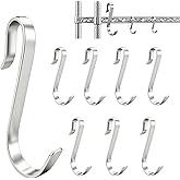 XDYQKJ 8 Pack J-Shaped Hooks; 3.5-inch Large, Removable, Heavy-Duty Metal Shelf Hooks; Suitable for Metal Wire Racks, Shelving Units, and Wardrobe Shelf Accessories