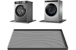 EWX Washing Machine Drain Pan Silicone mat – 26.5x26.5 Inch Non-Slip Waterproof Washer Drip Tray, Anti-Vibration Soft Mat for Under Dryer or Washer, Floor Leak Protector for Laundry Room